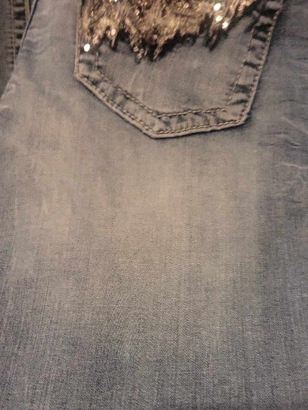 Miss Me Vintage Light Blue Bootcut Jeans with Silver Sequin Size 31 - Picture 4 of 12